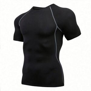 Camiseta de compresión de manga corta para hombre, de secado rápido, cuello redondo, ajuste ceñido, para verano, ciclismo, entrenamiento y gimnasio, en stock. - Product Image 1