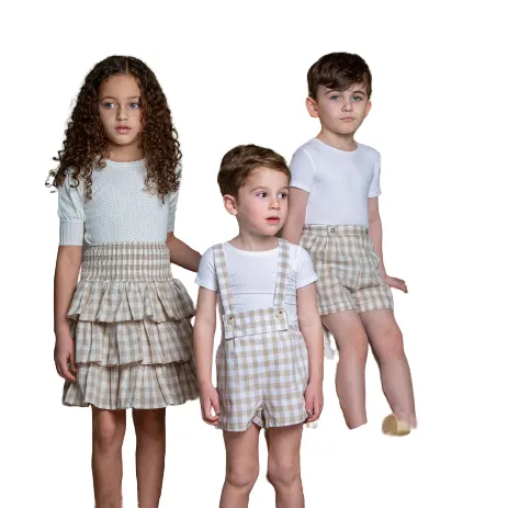 Custom Brand Luxury Family Matching Outfits Smocking Skirt Toddler Boys Children Baby Girls Clothing Sets