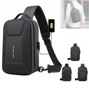 Logo ile özel messenger lüks Anti hırsızlık şifreli kilit erkek USB seyahat su geçirmez göğüs çanta omuz sapan Crossbody çanta