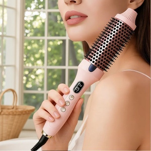 Peigne Fluffy à Double <span class=keywords><strong>Action</strong></span> Lisseur et <span class=keywords><strong>Fer</strong></span> à Boucler avec Frange Intérieure Nouveau Manche en Plastique pour un Usage Domestique - Product Image 1