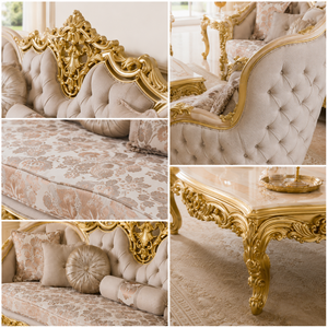Ensembles de Salons Meubles de Luxe en Velours et Bois Massif, Style <span class=keywords><strong>Royal</strong></span> Turc Fait Main, Avec Tables Basses et Chaises - Product Image 4