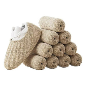 Shoe Covers Thickened Non Slip Dust Proof Beige Brown Light Gray Phoenix Tail Pattern For Home Computer Lab Student Use - Product Image 2
