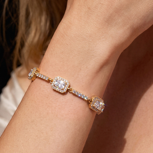 Bracelet ajustable STKB32 plaqué or 18 carats en acier inoxydable 304 incrusté de zircone cubique, <span class=keywords><strong>bijoux</strong></span> de <span class=keywords><strong>luxe</strong></span> anti-ternissement pour femmes - Product Image 6