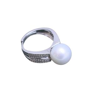 Bague en argent S925 faite à la main avec perle d'eau douce ronde blanche de 11-12 mm, forte brillance, légers défauts, vente en gros - Product Image 4