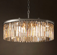 Lustre rond en cristal K9 transparent avec cadre noir, style post-moderne simple et luxueux, pour salon, chambre à coucher, salle à manger
