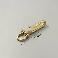 Porte-clés en laiton en forme de U doré, robuste, avec mousqueton et clip de poche, pour ceinture, idéal pour clés de voiture et porte-clés métalliques.