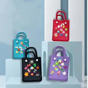 Hot selling Girls EVA Designer Small Silicone Beach Bags Charms Mini Bogg Bags with Holes