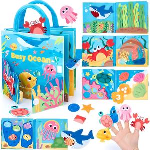 Ocean <b>Montessori</b> Felt Busy Book <b>for</b> Toddlers Sensory Activity Busy Board Travel <b>Toy</b> <b>for</b> 1 2 <b>3</b> <b>Year</b> <b>Old</b> Boys Girls - Product Image 1