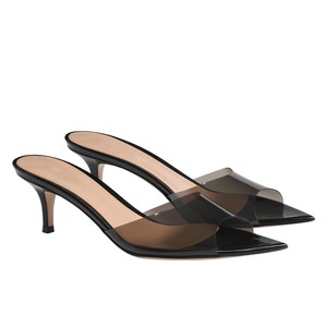 Mules transparentes en PVC à talon chaton pour femmes, sandales à bout pointu et bride large, vente en gros, OEM personnalisé - Product Image 6
