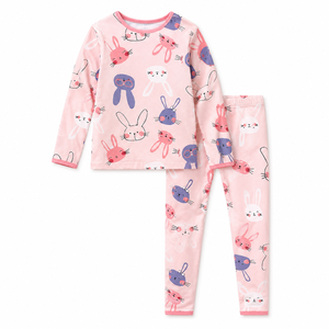 Conjunto de <span class=keywords><strong>Pijama</strong></span> Infantil con Estampado de Conejitos, Algodón y Elastano, Ropa de Dormir para Niñas, Manga Larga, Suave y Transpirable, Personalizable con Marca Privada OEM - Product Image 2