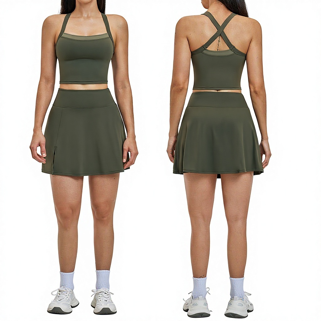 Custom High Quality Yoga Clothes Quick-Drying Breathable Sports Skirt Tennis Wear Women Running Fitness Yoga Set