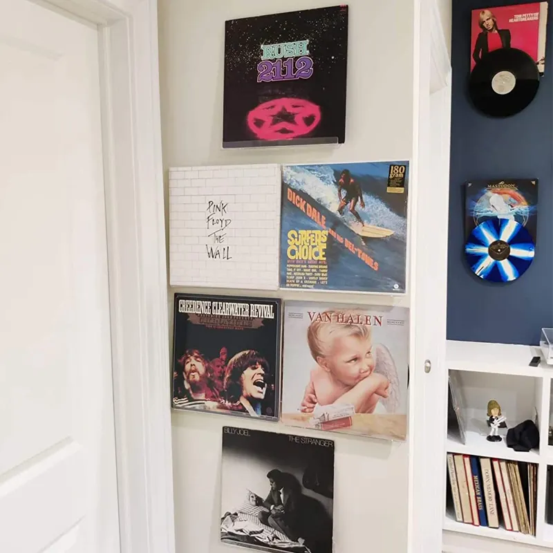 壁のディスプレイラックに壁に取り付けられたLpビニールレコードディスプレイ棚をクリアするアクリルアルバムレコードホルダー
