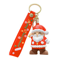 Série de Noël : Porte-clés en PVC de dessin animé, Pendentif de voiture, Porte-clés de sac, Pendentif d'arbre de Noël en forme de poupée 3D, Petit cadeau, Vente en gros