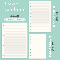 Papiers de Rechange pour Classeur, Options 6 et 9 Trous, Papier 80 g/m², 60 Feuilles, Formats A5/B5/A4 pour Carnets à Anneaux