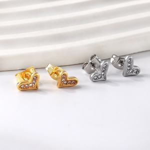 Fashion Jewelry Wholesale Butterfly <b>Earrings</b> Gold Plated Trending 18K Stainless Steel <b>Small</b> Cute love Heart Zircon <b>Stud</b> <b>Earrings</b> - Product Image 6