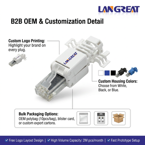 Connecteur <span class=keywords><strong>RJ45</strong></span> Cat6 UTP sans outil, terminaison sur site, sans sertissage, 1 Gbit/s, 250 MHz, corps à ouverture rapide, CE RoHS ISO9001 OEM ODM - Product Image 4