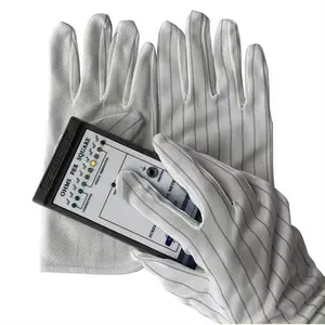 Luvas de fibra condutora para trabalho em nylon tecido antiestático PU Palm Fit ESD Luvas para salas limpas