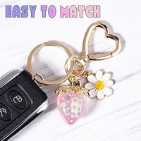 Porte-clés Mignon Fraise Lapin Marguerite Accessoires de Portefeuille Personnalisables avec Logo pour Filles et Femmes – Fabrication Directe Usine