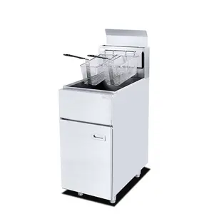 Industrial Commercial Countertop Frango Batata Chip Fat Fryer Gás Deep Fryer com Único Tanque Dois Cesta