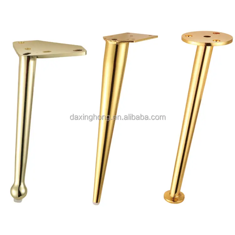 Pernas de móveis dourado, pernas de aço inoxidável para móveis de mesa pernas de sofá