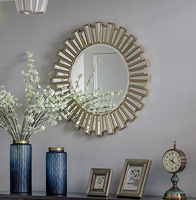 Miroir rond encadré à bord d'or Antique, décoration de salon, miroir mural fait à la main