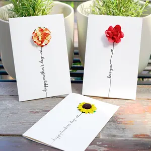 Groothandel Bulk Kopen Hart Decoratieve Happy Mother 'S Day Thank Card Handgemaakte Wenskaart