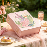 Boîte cadeau magnétique en forme de livre, personnalisée, à motifs floraux, pour bijoux et cosmétiques, avec insert en velours et logo personnalisé