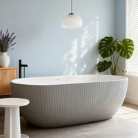 Baignoire autoportante ovale YIDA moderne pour 1 personne, en pierre artificielle écologique, pour usage intérieur/extérieur, idéale pour les hôtels