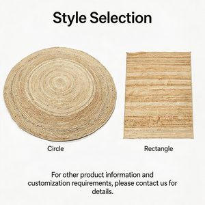 <span class=keywords><strong>Tappeto</strong></span> in Iuta Naturale <span class=keywords><strong>Rotondo</strong></span> Ecologico e Sostenibile, Intrecciato a Mano, Stile Nordico Boho per Soggiorno e Tavolino <span class=keywords><strong>da</strong></span> Caffè - Product Image 6