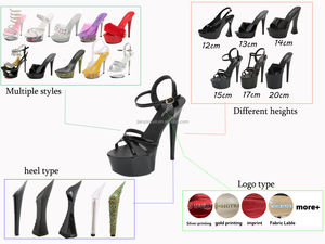 Nouveau Style personnalisé été mode pôle <span class=keywords><strong>danse</strong></span> 17 CM sangle transparente talon haut plate-forme sandales coloré PU semelle intérieure - Product Image 4