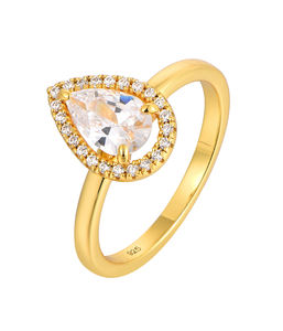 Anillo fino QX Vermeil 925 Anillo de plata esterlina Compromiso Joyería fina de lujo Anillos DE BODA chapados en oro de <span class=keywords><strong>18K</strong></span> para mujer - Product Image 2