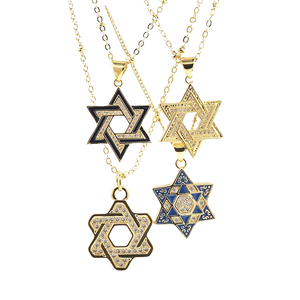 Hợp thời trang Israel sao <span class=keywords><strong>David</strong></span> Vòng cổ Brass Zircon Vàng người Do Thái dân tộc quẻ Mặt dây chuyền thời trang người Do Thái Hebrew quyến rũ đồ trang sức - Product Image 4