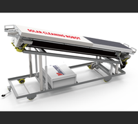 Véhicule de transfert pour robot de nettoyage solaire, chariot navette sur rail en alliage d'aluminium pour centrale photovoltaïque avec pont de raccordement et espace de stationnement