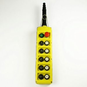 CMK PLB1ODSPL Electronic Yellow Plastic <b>Push</b> <b>Button</b> <b>Switch</b> Station 6 <b>Buttons</b> Black Handle IP65 Industrial Control 440V Eot Crane - Product Image 1