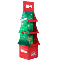 Soporte de exhibición de suelo de árbol de Navidad cuadrado giratorio emergente moderno personalizado cartón de papel para publicidad y promoción de regalos