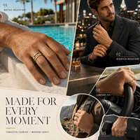 Bague personnalisée en carbure de tungstène doré pour homme, incrustation en feuille d'or rose, rainure noire, pierre CZ, finition brossée, ajustement confortable, alliance de mariage, bijoux