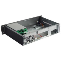 Chassis Server Industri 2U Rakmount Kedalaman Pendek 19-Inci Hot Swap Mini-ITX Paduan Aluminium dengan Kipas