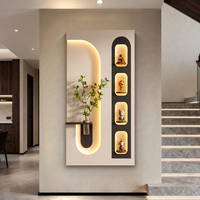 Décoration murale en grès 3D LED avec étagère vase hydroponique pour entrée et porche