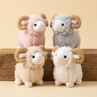 En gros, Porte-clés pendentif mignon en peluche de mouton à cornes courbes, OEM, Mascotte de dessin animé en peluche douce, Jouet animal en peluche (chèvre, agneau) pour cadeau