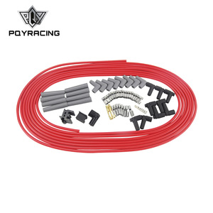 PQYRACING สายจุดระเบิด 8.5 มม. เส้นผ่านศูนย์กลาง 10 เมตร ยาว ซิลิโคนสีแดง สำหรับฟอร์ด รีโทร์ฟ อัพเกรด - Product Image 1
