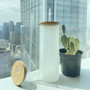 Vaso de vidrio esmerilado transparente para sublimación, para café helado, cerveza, botella recta, venta al por mayor, 20oz, 25oz, tazas de vidrio - Product Image 3