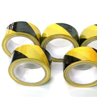Ruban de signalisation noir et jaune, ruban de sécurité, ruban de marquage au sol, ruban adhésif en PVC, adhésif acrylique à haute adhérence, sans résidus