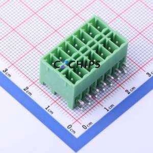 KF2EDGKRH-3.5-2*7P Plug-in Terminal Block Bent Lead Through Hole,P=3.5mm Board-to-Board / Socket - Closed 2x7P 3.5mm Green - Product Image 1