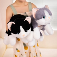 Peluche chat couché super douce en gros avec rembourrage en coton PP, décoration d'intérieur, cadeau d'anniversaire pour enfants