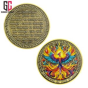 Moneda de desafío de Metal personalizada de fábrica de 12 años <span class=keywords><strong>Medalla</strong></span> de renacimiento de llama de Fénix que inspira tranquilidad y <span class=keywords><strong>valor</strong></span> Moneda de restauración - Product Image 2