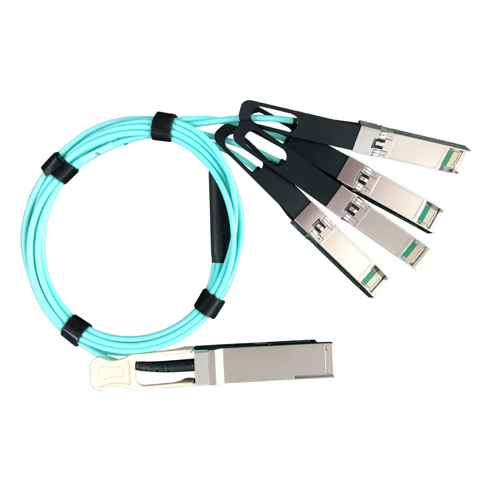 Kabel optik aktif Breakout AOC 40G, QSFP ke 4xSFP + 10G QSFP-4xSFP10G-AOC1M