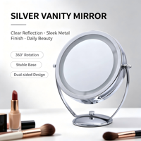 Miroir de courtoisie intelligent 7 pouces de haute qualité double face rotatif à 360° avec lumière LED grossissante miroir de maquillage de bureau personnalisé