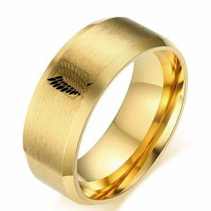 Anime Attack on Titan anello in acciaio inossidabile nero argento <span class=keywords><strong>ali</strong></span> <span class=keywords><strong>della</strong></span> libertà bandiera anelli per uomo donna gioielli fan regali - Product Image 5