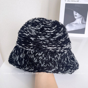 Knitted Hat Wool Winter Warm Windproof For Women <b>Bucket</b> Hats <b>White</b> Khaki Black - Product Image 5