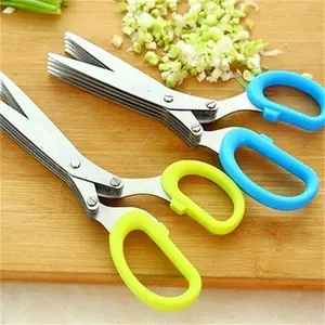 Herb <b>Scissors</b> Stainless Steel 5 Blade <b>Kitchen</b> Shears Household Vegetable Cutter with Cover Multifunctional <b>Kitchen</b> Gadgets - Product Image 5